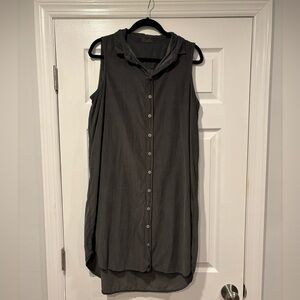 CP Shades Sleeveless Collared Corduroy Shirt Midi Dress